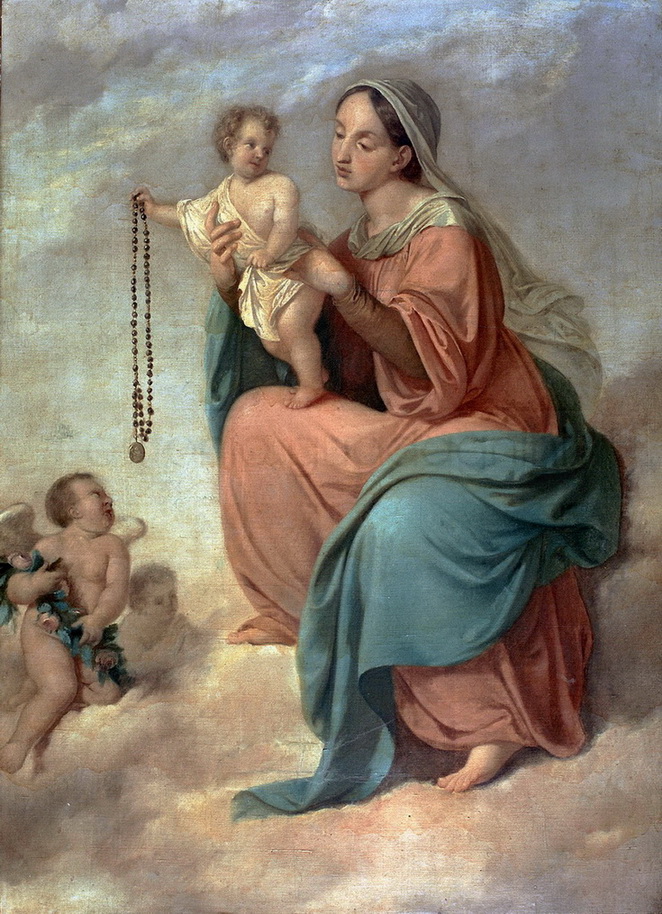 Madonna col Bambino - 1844 - olio su tela cm. 120x85 - chiesa di S. Carlo Borromeo - Esine 
            (esposto a Passirano alla mostra 